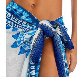 EUC Farm Rio Womens Flora Tapestry Sarong Swim Cover-Up Off-White